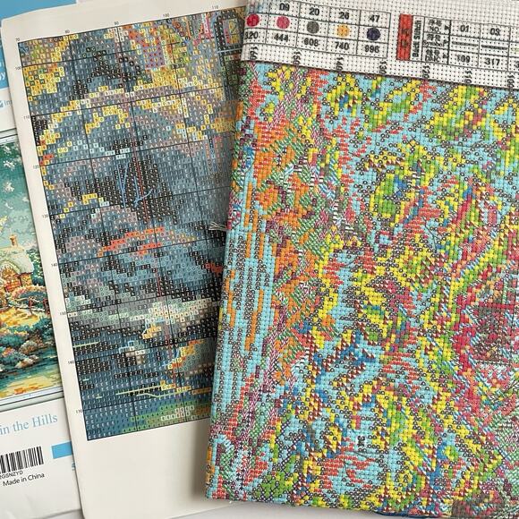 House in the Hills Stamped Cross Stitch Kit Maydear 20" x 20" Cottage Scene - Picture 4 of 5